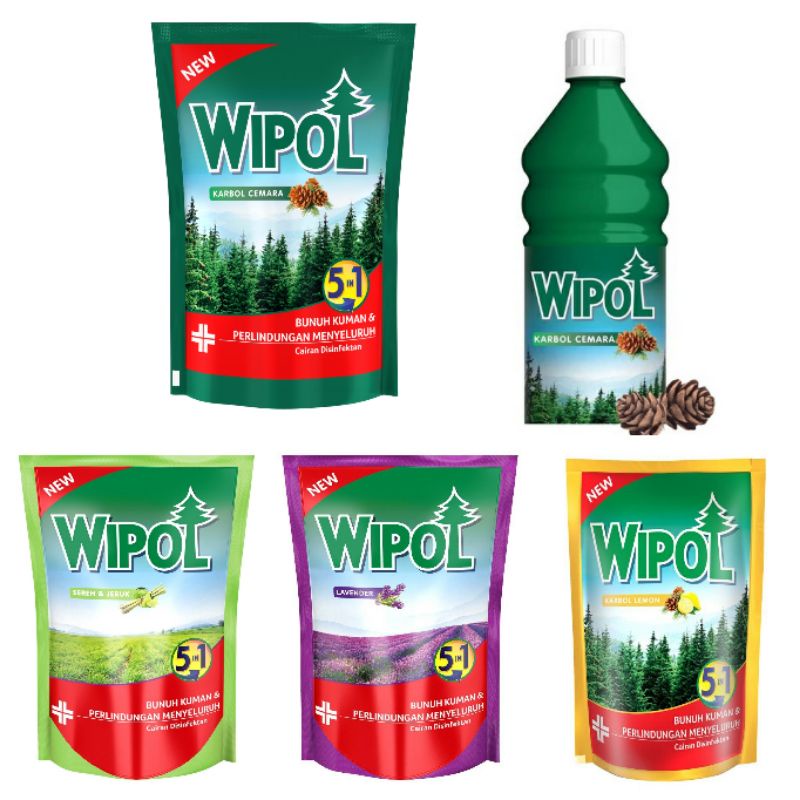 WIPOL KARBOL WANGI CEMARA, LEMON, SEREH, DAN LAVENDER REFFILE / ISI ULANG POUCH DAN BOTOL 780 ML