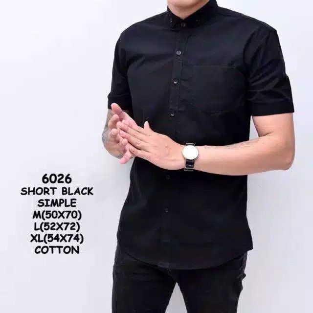 Kemeja Polos Pria Lengan Pendek Cowok Premium Distro Baju Pria Putih Hitam Navy XL Kasual Hem Formal