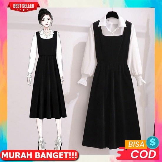 Md1 Korean Mini Dress Tali Serut Lengan Pendek Leher Kotak Lipat / Gaun Pendek Bodycon Square Neck S