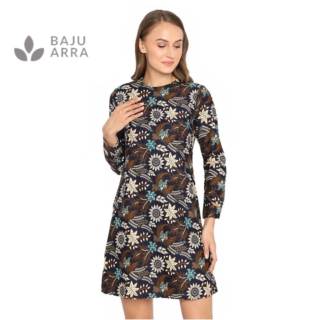 BAJU ARRA - Agrapana Dress Baju Batik Wanita Modern Bhanu Lengan Panjang Gamis Pekalongan Tunik Kerj