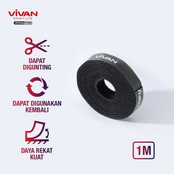 Original VIVAN Reusable Velcro Strap Cable Ties Pengikat Perekat Penjepit Kabel VVT Panjang 1 Meter