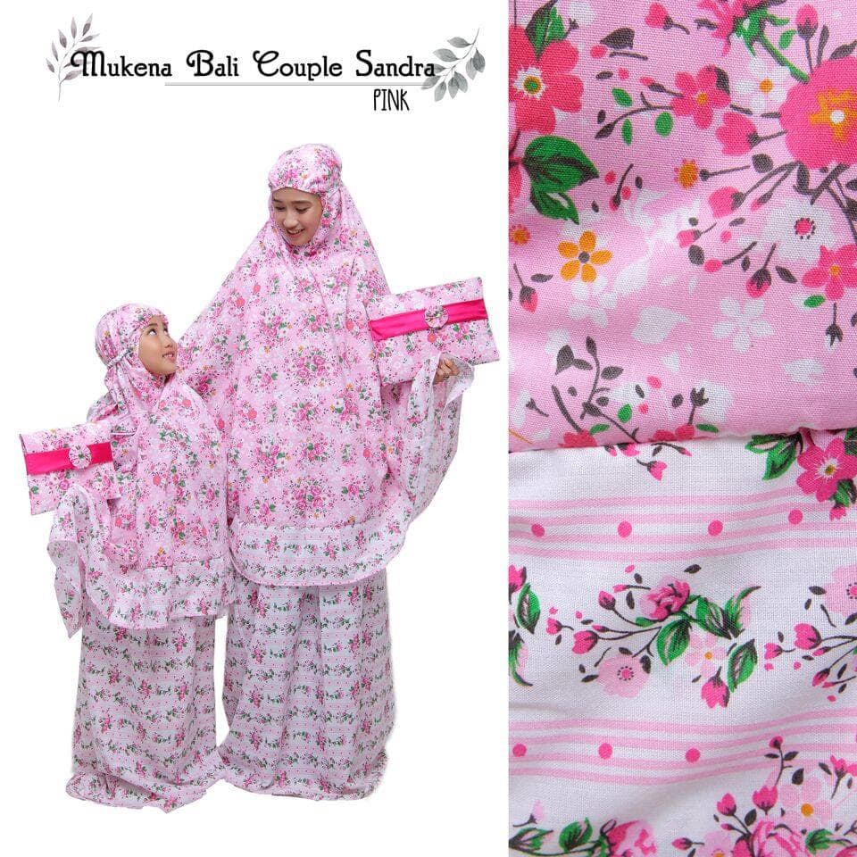 MUKENA COUPLE BALI SANDRA TAS PESTA PINK IBU ANAK