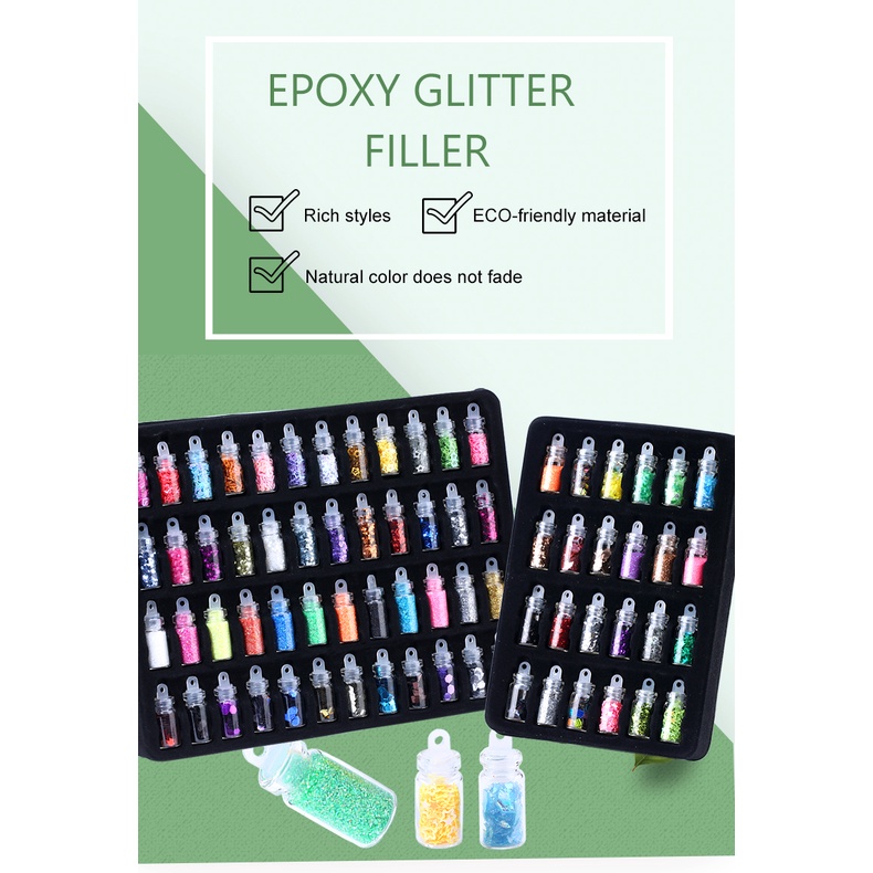 Epoxy Mengisi Set Berkilau Epoxy Resin Glitter Bubuk Bintang Hati Mikro Manik-manik Nail Art Payet untuk Membuat Perhiasan Kerajinan DIY