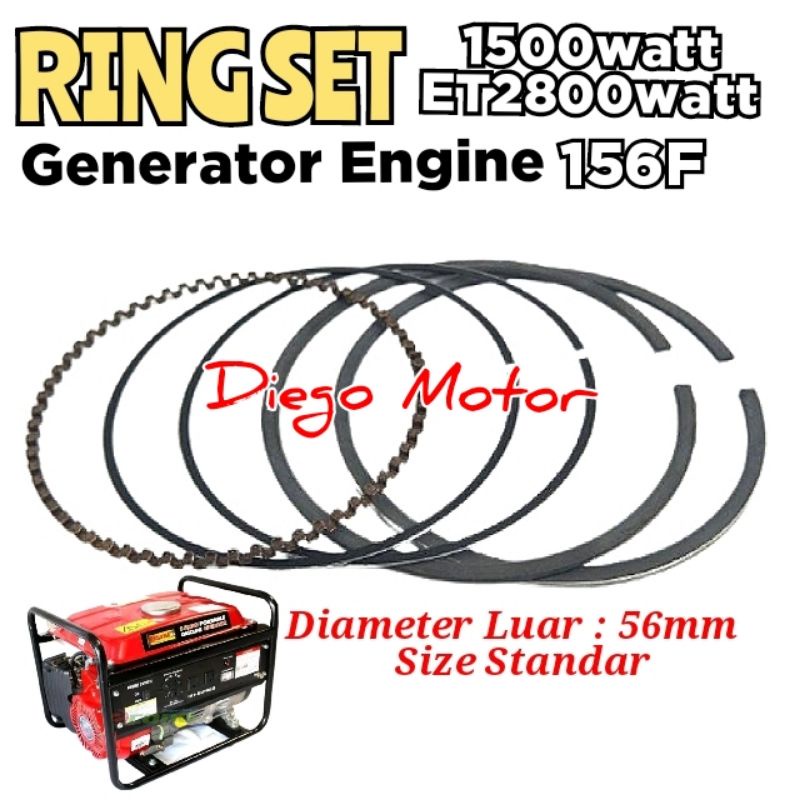 156F 56mm Ring Piston Seher Mesin Genset 4tak Murni ET2200 TG2800 Tiger Yamamoto Daito dll