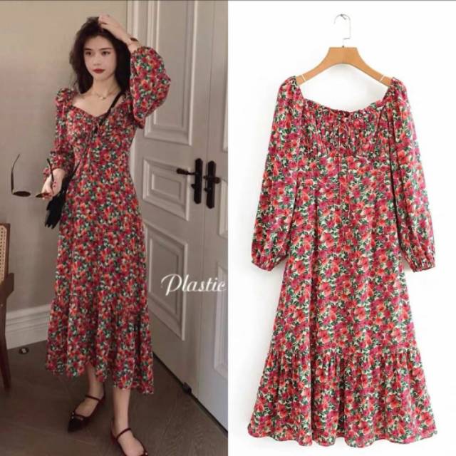 585 MIDI DRESS NANAKO/dress midi/dress import/dress premium/dress hijab/dress murah/dress bunga
