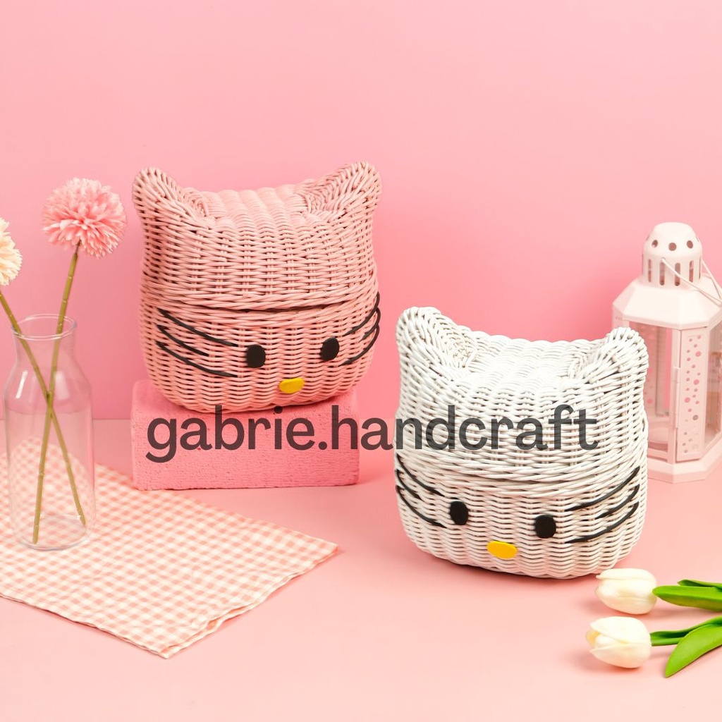 

ROTAN WHITE KITTY -TEMPAT HADIAH ULANG TAHUN/SOUVENIR MANYUE/ONE MONTH