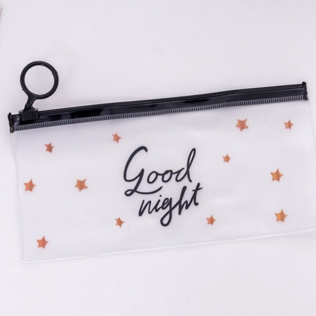 Tempat Pensil unik motif Transparan Sumikko Gurashi motif zipper-Trans Good Night