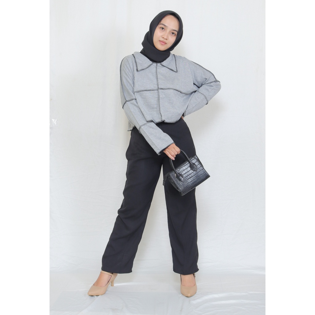 DUSTINE CROP WANITA OVERSIZE - atasan wanita - baju kekinian