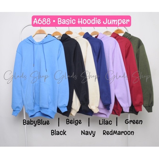 A688 • Basic Hoodie Jumper Premium Sweater Polos Unisex Pria Wanita