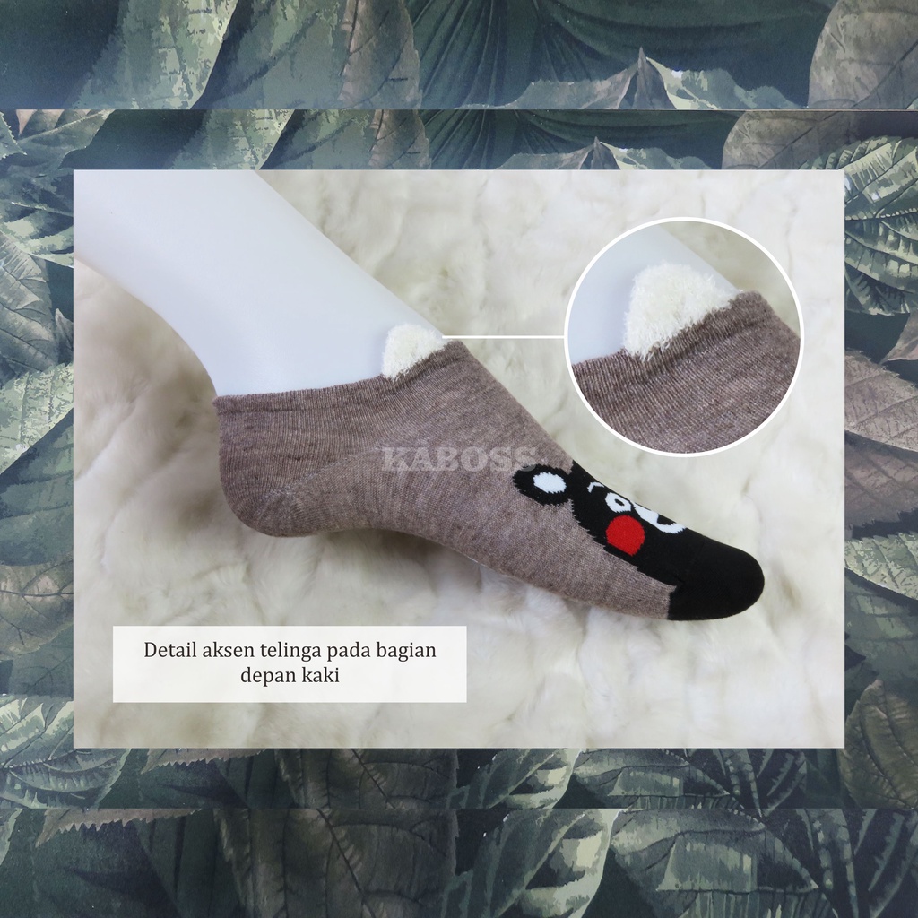 Kaboss Kaos Kaki Invisible / Balet / Dibawah Mata Kaki Motif Karakter 3D Aksen Telinga