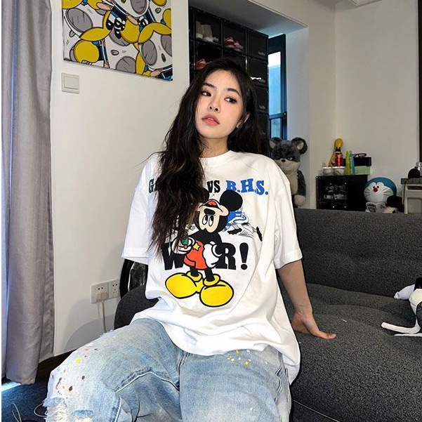 THISTLE - Oversize Tee Tshirt Wanita Model Longgar Motif Mickey Vintage