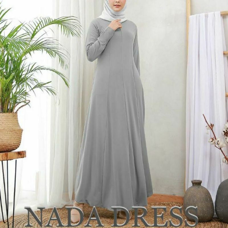 Nada dress ORI by irananda gamis syar'i cewek muslim bahan Jersey Korea Allsize Ld120 jatuh melar