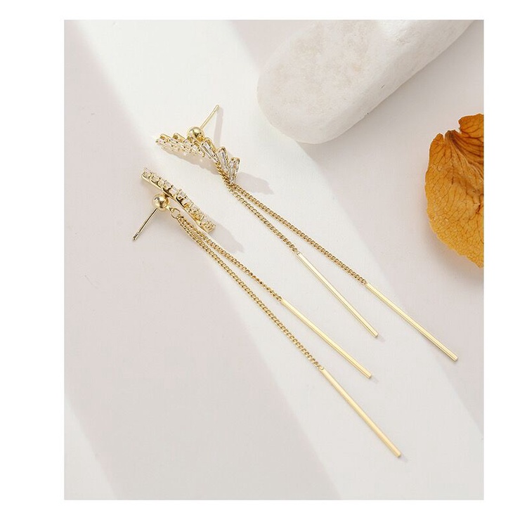 Anting Rumbai Panjang Bahan 925 sterling silver Tekstur Logam Gaya retro