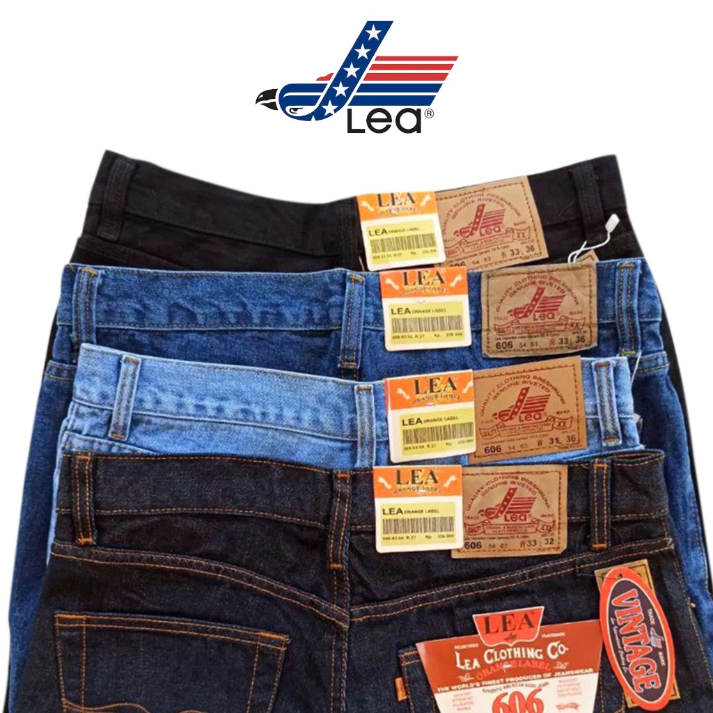 CELANA JEANS PRIA LEA STANDAR REGULER PREMIUM 28 sampai 38 bisa COD Hitam garment, Biru muda, Biru