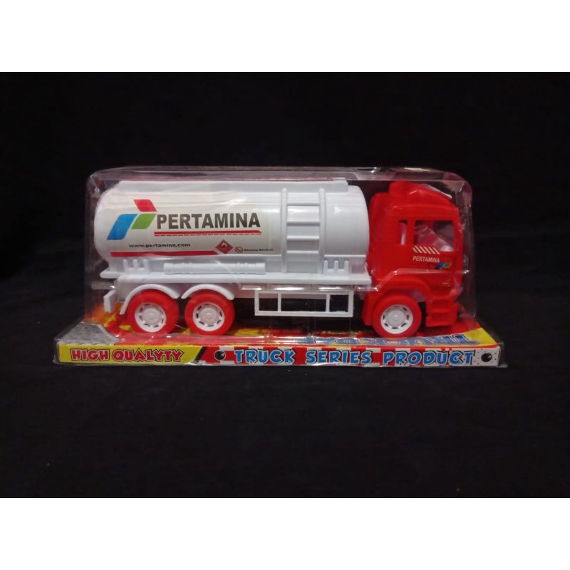 mainan anak truk tangki pertamina kemasan mika bahan plastik
