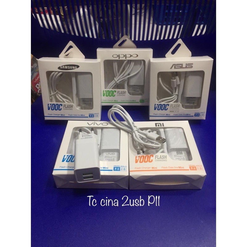 [ BISA COD ] Charger Casan Travel Branded P-11 2USB 4A Samsung Oppo Vivo Xioami Realme Vooc Mini P11