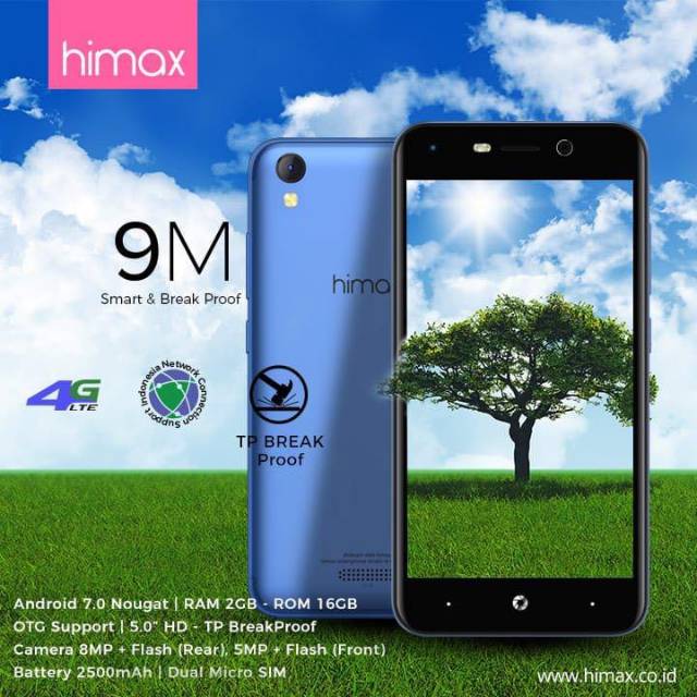 Himax 9m Octa Core 1 3 Ghz Ram 2 16 Gb Lcd 5 Inch 4g Lte Baru Garansi Resmi Himax 1 Tahun Shopee Indonesia