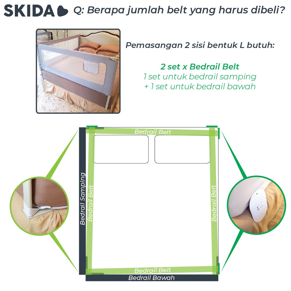 SKIDA Bedrail Belt / Long Strap - Tali Pengencang Pagar Pengaman Ranjang