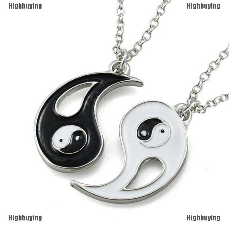 2pcs Kalung Persahabatan Liontin Yin Yang Warna Hitam Putih Untuk Pasangan