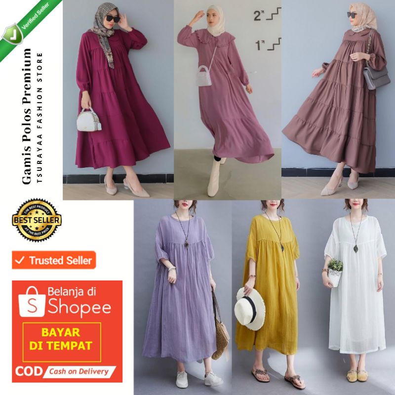 Gamis Polos Baju Muslim Wanita Best Quality Products Harga Istimewa