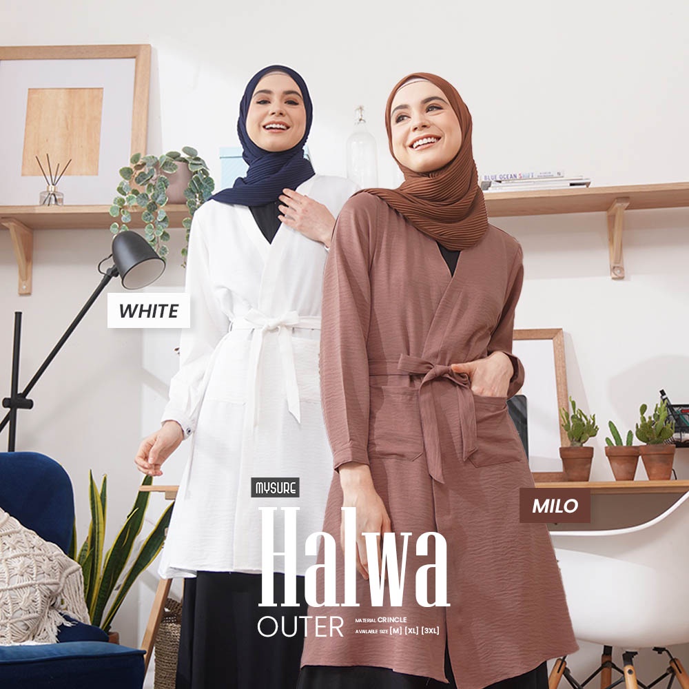 OUTER / OUTER MUSLIMAH / OUTER WANITA POLOS WARNA PUTIH DAN MILO