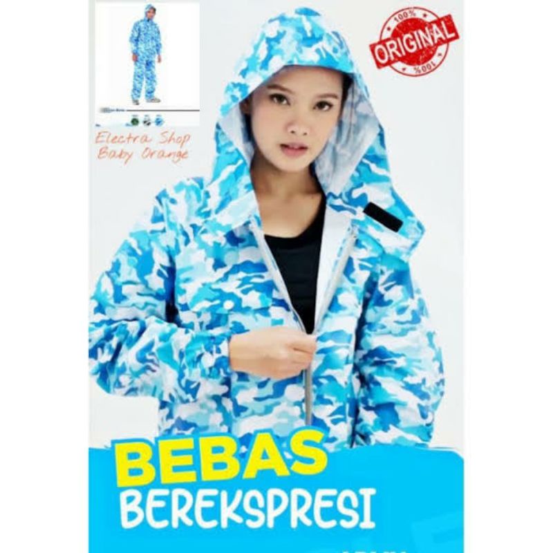 Setelan Jas Hujan Jaket Celana Army Plevia