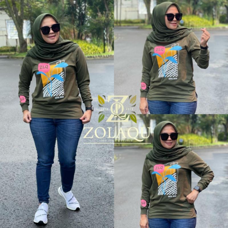 KAOS ZOLAQU SIZE M.L.XL 100% ORIGINAL TERBARU TERLARIS  PEACH, LILAC DAN HIJAU ARMI TAMPA BAN BAWAH