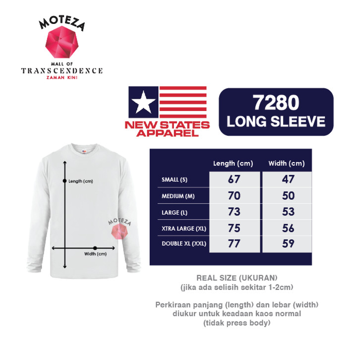 Kaos Lengan Panjang Long Sleeve - NSA Premium Cotton 7280 - WHITE / PUTIH - GROSIR