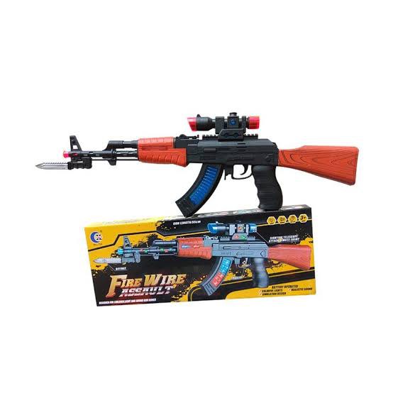 Mainan Senjata Militer AK47 Bunyi Tembakan Dan Lampu Led