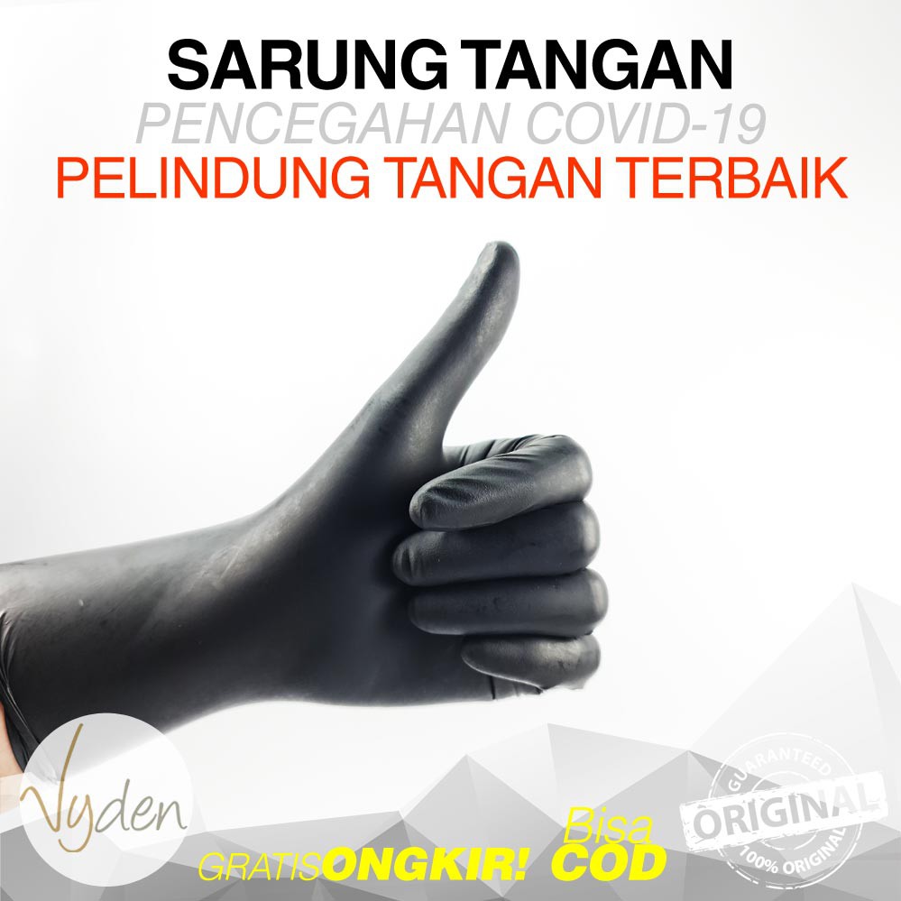 BELI 2 Pasang GRATIS 1 Pasang Sarung Tangan Karet Nitrile Black APD