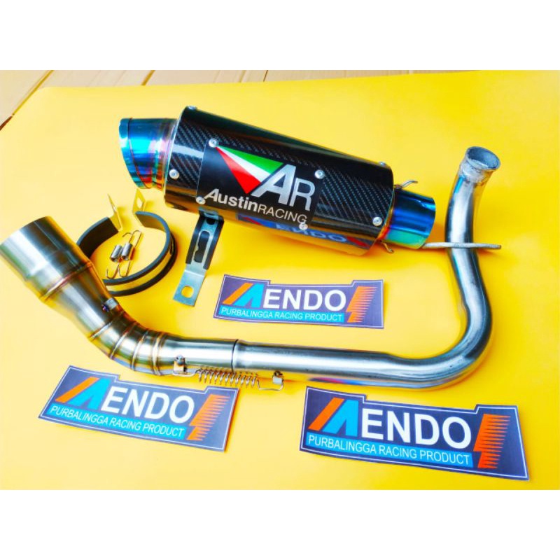 Knalpot Racing AUSTIN FULLSYSTEM NMAX AEROX XMAX LEXY MIO PCX VARIO BEAT SCOPY DLL-Biru karbon