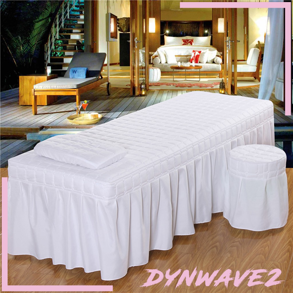 Dynwave2 Standard Spa Massage Beauty Bed Linen Set Table Skirt Pillowcase Stool Cover Shopee Indonesia