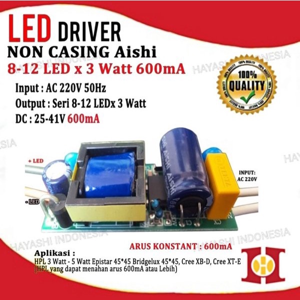 LED Driver LED 8-12 Watt 8-12W AC DC 600 mA PCB Board Tanpa Casing Box