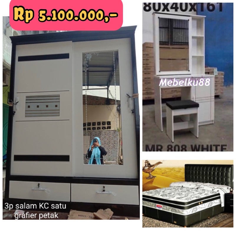 Paket hantaran caisar lemari sliding kayu komplit murah