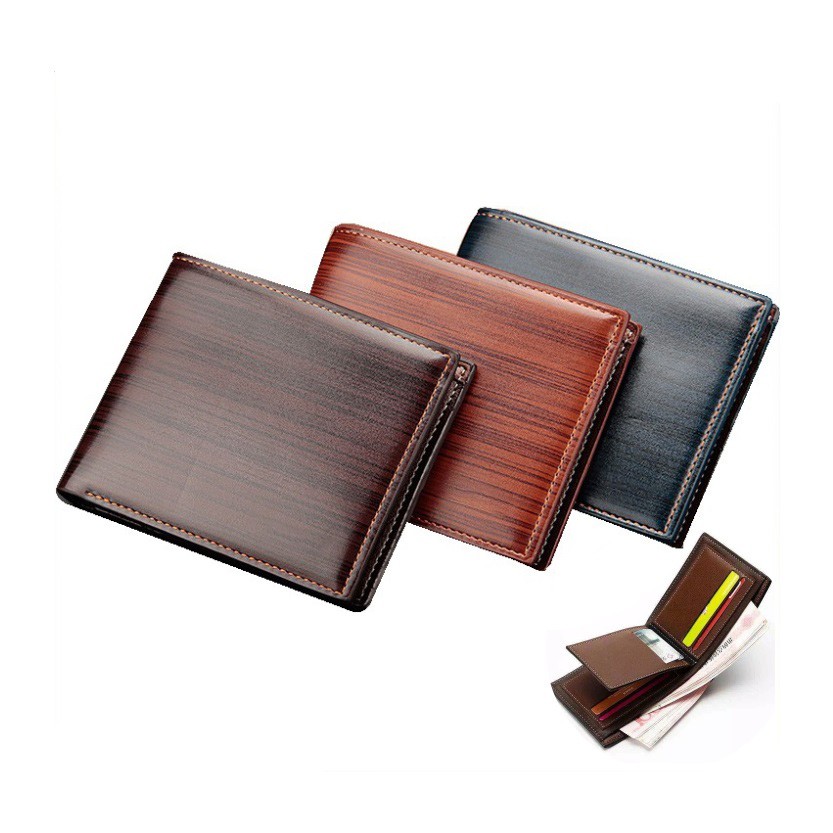 BRGUNIK Dompet Lipat Kulit Pria Import Men Wallet Bisa COD D005