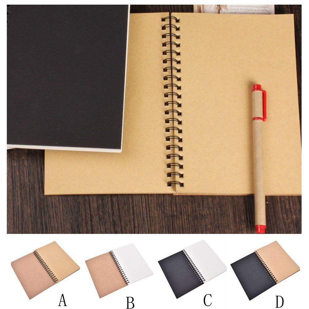 [Elegan] Buku Sketsa Gambar Lukisan Kertas Kosong Alat Tulis Sekolah Sketch Kraft Paper Spiral Terikat Art Paper