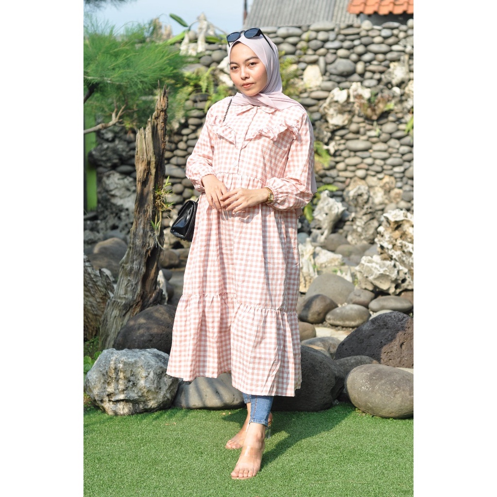 BEFAST - ZFF OOTD Tunik RACHEL / Dainy Tunik / Tunik Motif Kotak-Kotak / Pakaian Wanita Muslimah / Tunik Trendy / Fashion Wanita Casual / Termurah / Outfit Wanita Hijab