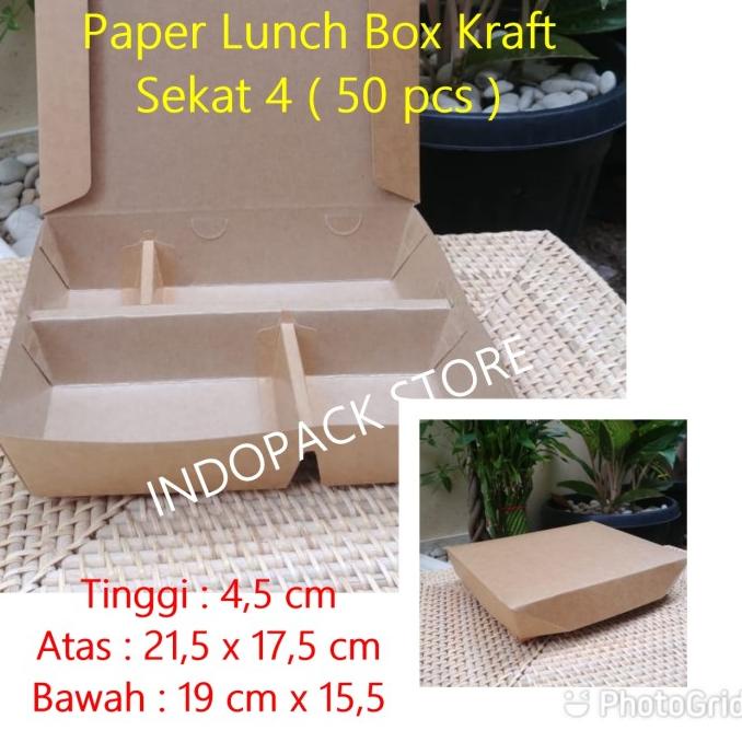 Jual Paper Lunch Box Kotak Makan Sekat Brown Kraft Isi Pcs Shopee Indonesia