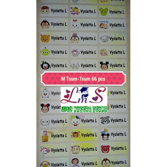 

Sticker Stiker Label Nama Anak Waterproof Anti air Size M Tsum Tsum Tsum2 sumsum cute