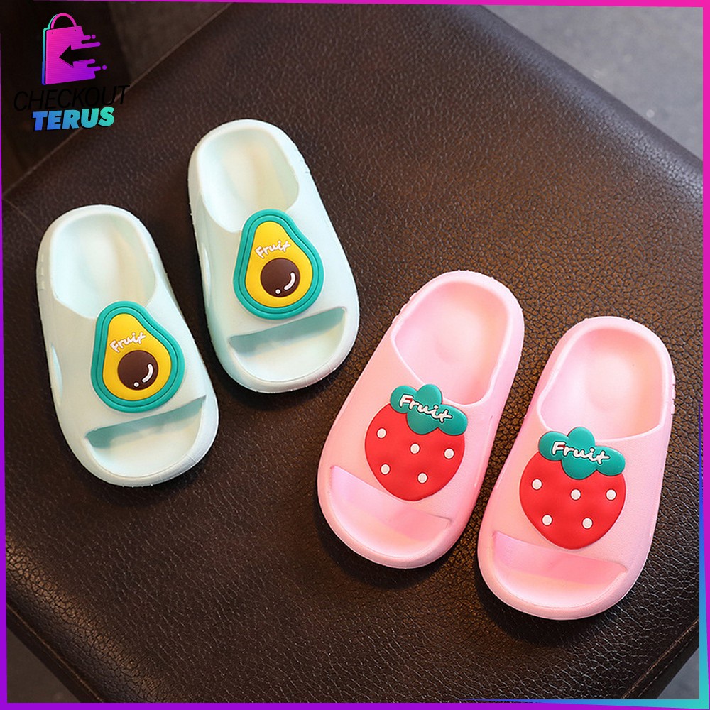 CT S43 Sandal Anak Slip On Motif Buah Selop Karakter Lucu Sendal Anak Perempuan Laki Laki Slippers Kids Cute Baby Import