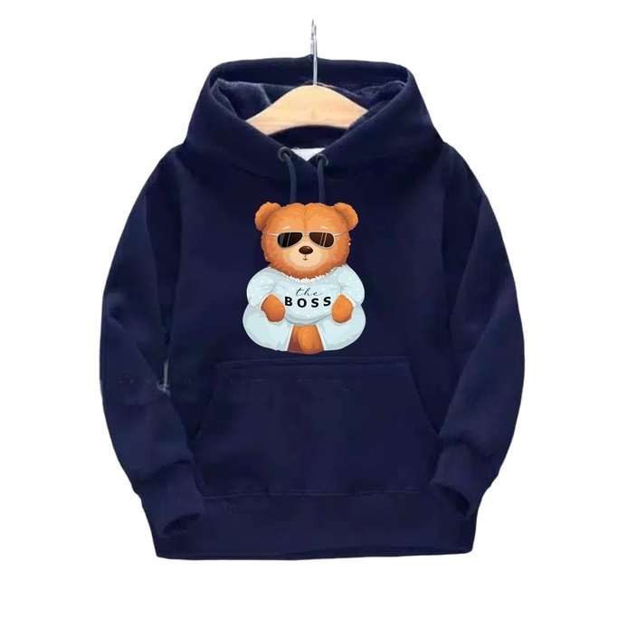 Sweater Anak Boss Bear  Hoodie Anak Fleece Usia 2 - 6 tahun