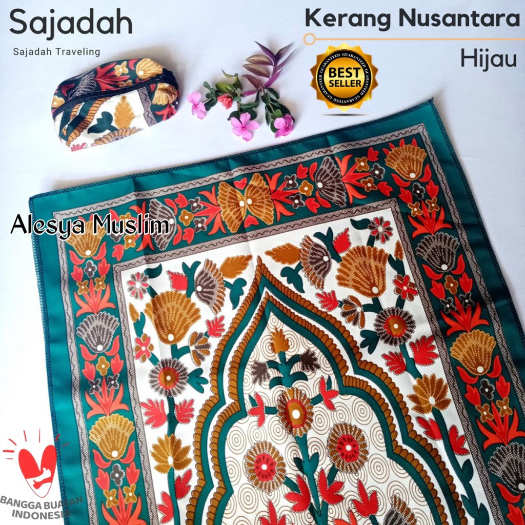 Sajadah saten motif kerang tas lucu dan imut praktis buat traveling