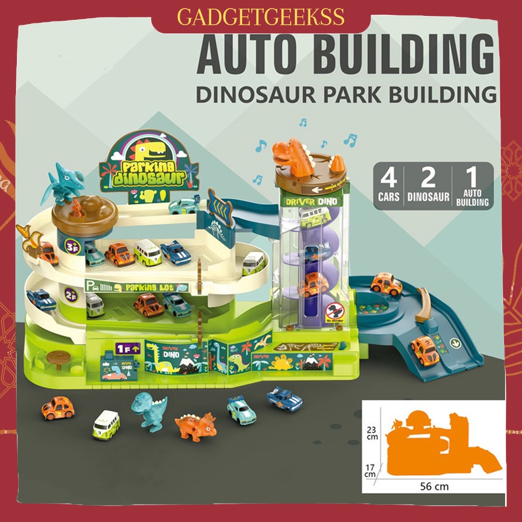 Mainan Mobilan Tempat Parkir Mobil Garage Park Dinosaurus