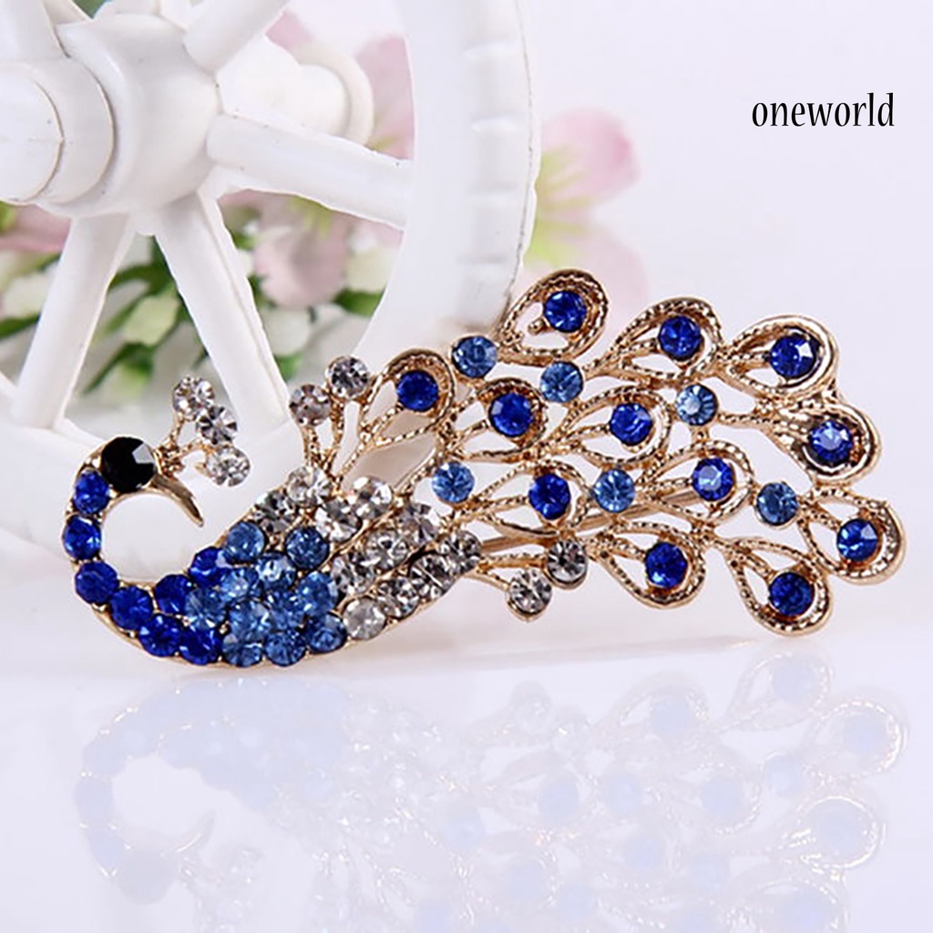 OW@ Brooch Pin Shiny Lovely Women Fashion Peacock Shape Collar Pin for Wedding