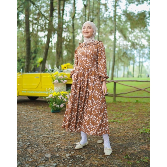 MIDI DRESS/Qiana dress /dress wanita/dress murah /gamis premium/dress korean lokk/ dress korea/mididress vintage/dress lucu/mididress motit