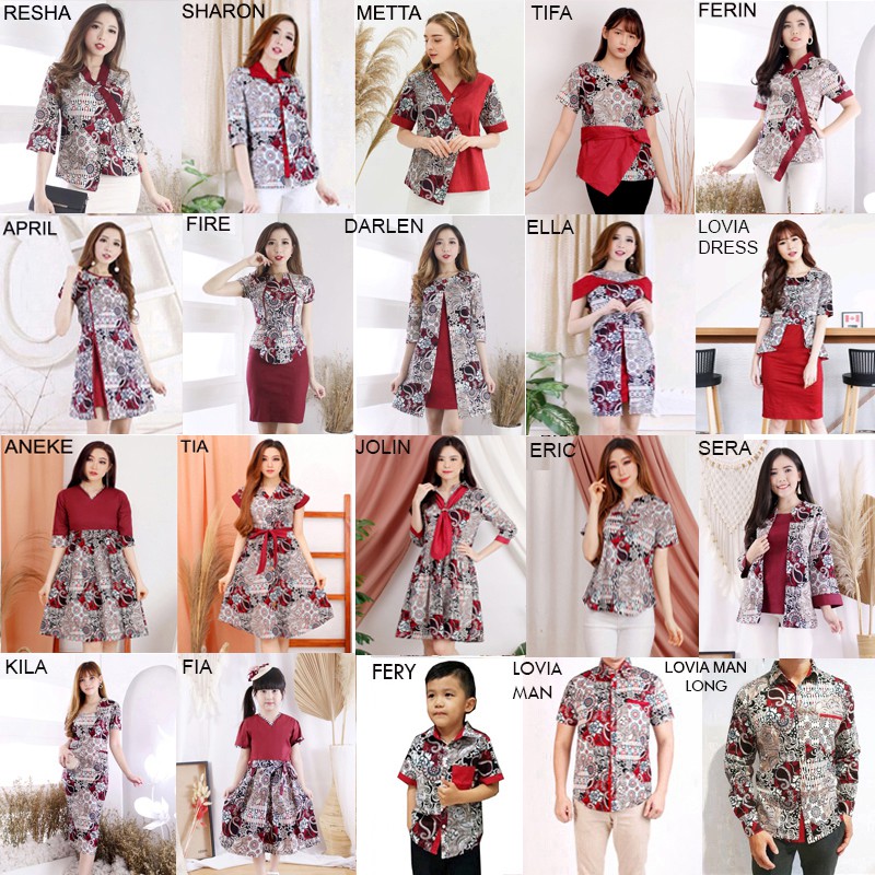 Dress Wanita Batik Couple / Dress Batik Modern / Kebaya Jumbo / Seragam Batik Wanita / LOVIA 187 AB