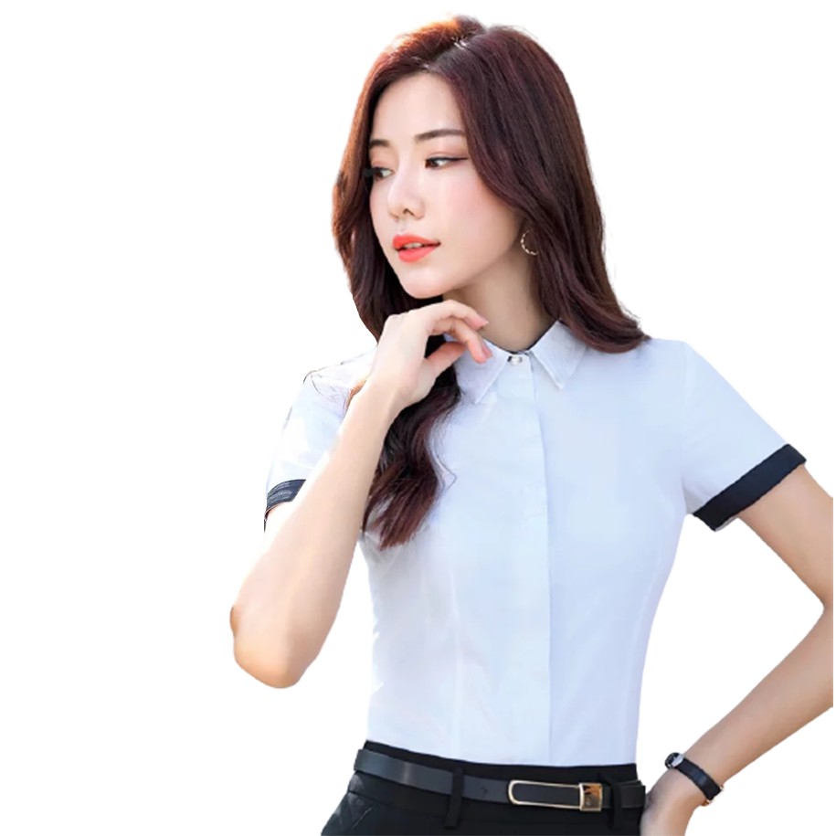 Kemeja Wanita Lengan pendek Gaya Korea Kombinasi Warna Calilla SS - JCCollections