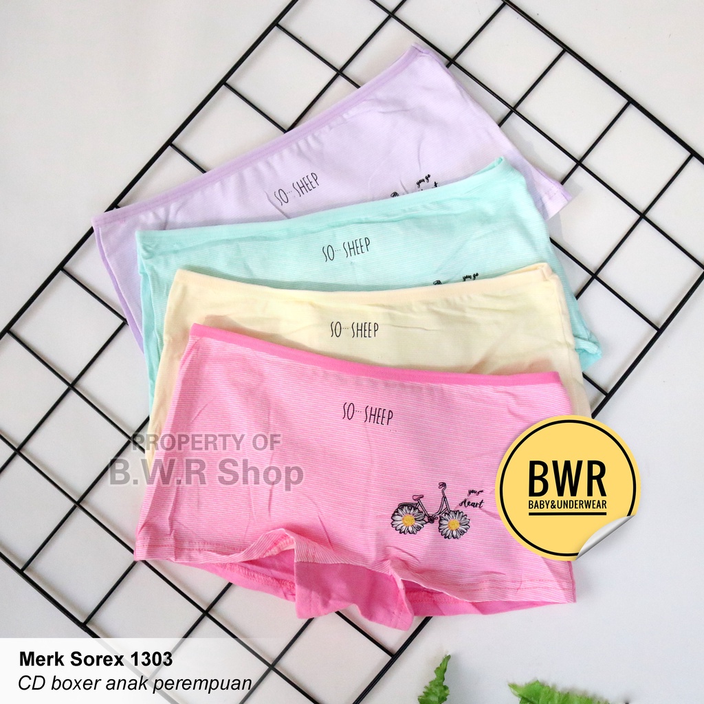 [ 2pc ] CD Boxer Sorex 1303 Motif Sepeda Salur / Celana Dalam Anak Perempuan 2strap || Bwr IX