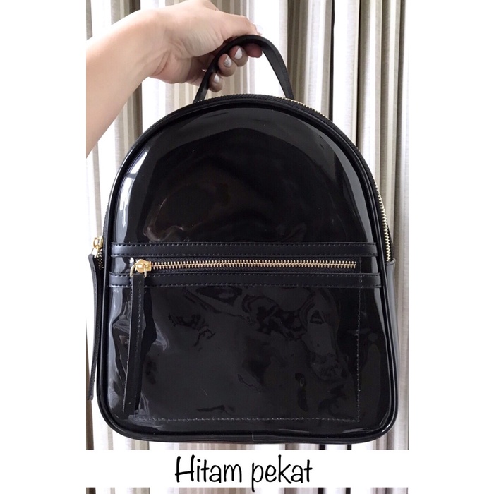 Tas ransel mika new normal tas ransel jelly backpack kekinian pvc - Ransel Hitam