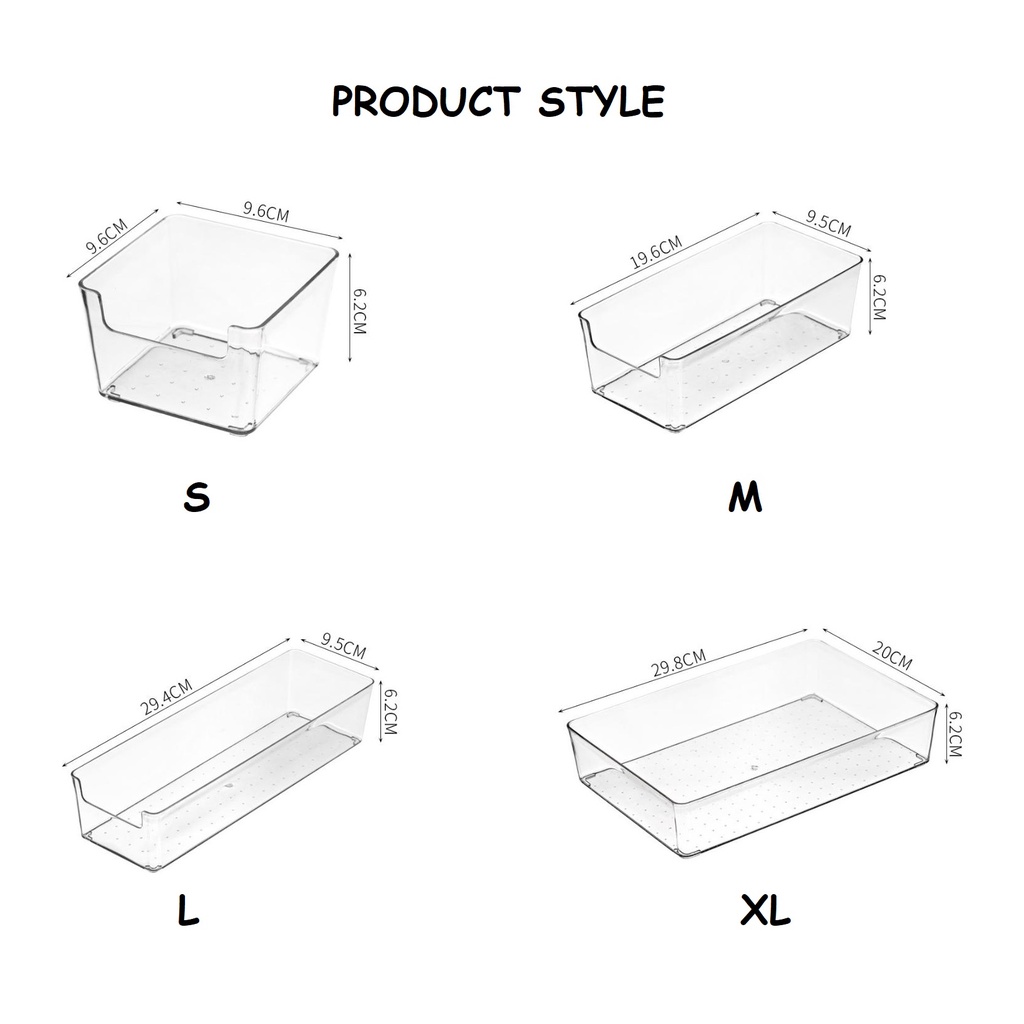 Organiser Laci Bening Acrylic Sumpit Sendok Organiser Kamar Laci Sekat Laci Kotak Penyimpanan Multi Fungsi - HW076